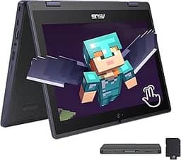 ASUS BR1102FGA Laptop com tela sensível ao toque 2 em 1 2 em 1 resistente a derramamentos, Intel Celeron N100, 4 GB de RAM, 288 GB de armazenamento (SSD de 128 GB + conjunto de estação de ancoragem de