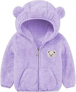 Casacos de lã para bebês, meninos, meninas, com zíper, fofo, urso, outono, inverno, casaco felpudo para recém-nascidos e meninas
