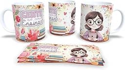 Caneca branca dia dos professores floral (14103)