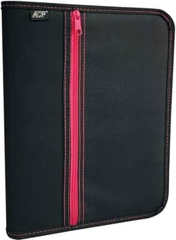 Fichário com Zíper, Nylon, Preto com Bolso na Capa, 270 X 345 X 45 mm, ACP