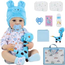Boneca Reborn, Boneca Bebê Reborn Macia e Realista, 48 cm, Banhável, Vem com Sacola de Presente e Toalha de Banho, Adequada como Presente para Crianças de 3 Anos ou Mais