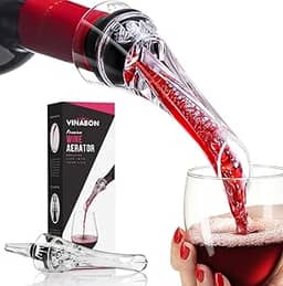 VINABON Bico aerador de vinho 2025 – O aerador de vinho profissional se fixa à garrafa para melhorar o sabor, buquê aprimorado e acabamento rico. Design sem gotejamento e sem derramamentos. Inclui