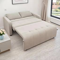 Sofa Cama Amora New 3 Lugares Suede Veludo Sofisticado (Bege)
