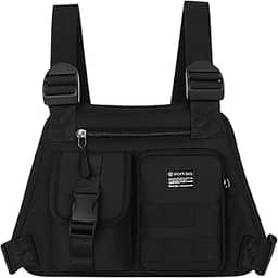 Bolsa Peitoral Tática Chest Bag Masculina Feminina – Mochila de Peito Esportiva com Bolsos e Alças Ajustáveis – Ideal para Shows, Motociclismo, Motoboy, Trilha, Ciclismo, Caminhada, Pesca e Streetwear