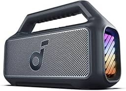 soundcore Boom 2 da Anker, alto-falante 80W, Subwoofer, BassUp 2.0, 24H, IPX7 à Prova d’Água, Flutuante, Luzes RGB, USB-C, Equalizador Personalizado, Bluetooth 5.3, Portátil para Camping e Praia