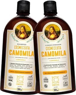 Kit Shampoo e Condicionador Veganos COSMECEUTA Camomila – Realce dos Tons Dourados, Brilho e Maciez para Cabelos Loiros Naturais, Tingidos e com Mechas – 2x300ml