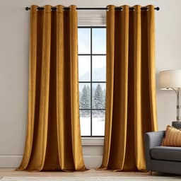 ANRODUO Cortinas de veludo marrom dourado 213 cm de comprimento, isolamento acústico, painéis de cortina à prova de som, para sala de estar, privacidade, ilhós, cortinas de janela para quarto,