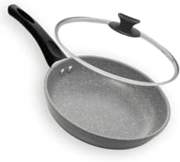 Frigideira Granilite Cinza 24cm com Tampa Indução Revestimento Cerâmico Antiaderente Cabo Soft-Touch