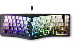 7KEYS Teclado ergonômico com fio, 69 teclas compactas com teclas de seta, retroiluminação RGB para PC, laptop, desktop (preto)