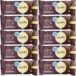 Kit 10 Unidades de Chocolate 70% Cacau Zero Açúcar Zero Lactose de 20g cada - Laciella