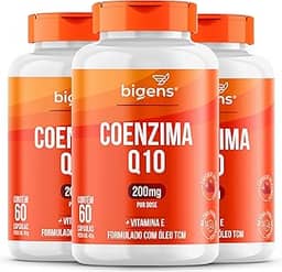 Coenzima Q10 200mg com vitamina E 10mg, alta concentração, 60 cápsulas, Biogens (Kit 3x)