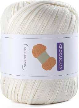 Fio de ráfia para crochê, fio de algodão macio para crochê, bolsa de praia de verão, 114 jardas/fio de papel de fita de 50 g para iniciantes, bolsa de tricô de mão DIY (branco leitoso)