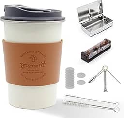 PangSing & Nan Stealth Conjunto de narguilé de café com caneca de água de aço inoxidável design moderno para encontros ocultos para encontros ao ar livre e uso em movimento (branco)