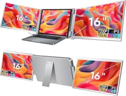 Monitor Portátil Triplo, 16''FHD IPS Monitor portátil FHD 1080P, Tipo C/HDMI/USB-A Plug & Play, para Laptop de 12-18.5 Polegadas