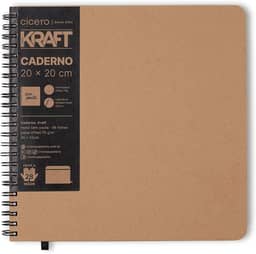 Caderno Grande sem Pauta, Cicero, Wire O Kraft, 2568, Bege, 20x20