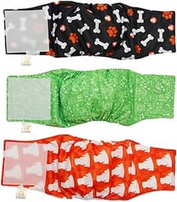 PETTING IS CARING Envoltórios para cães machos laváveis ​​e reutilizáveis ​​Fraldas com faixa para o ventre Materiais duráveis ​​e laváveis ​​à máquina - Conjunto de 3 unidades (NEW - XS)