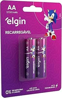 Pilha recarregável AA 2700mAh Elgin com 2 unidades Comum