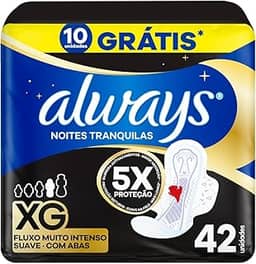 Always Noites Tranquilas Suave, Absorvente Tamanho XG, 42 Unidades
