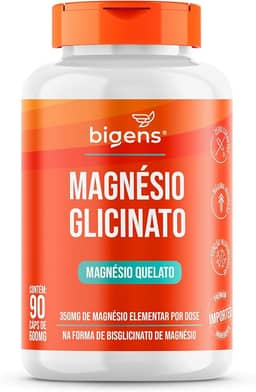 Magnésio Glicinato, Quelato, 350mg de magnésio elementar, 90 Cápsulas, Bigens (Unidade)