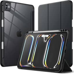 JETech Capa para iPad Pro 11 Polegadas M5/M4 (2025/2024) 6ª/5ª Geração com Porta-Pencil, Capa Traseira Claro e Transparente, Suporte Fino, Capa para Tablet À Prova de Choque (Preto)