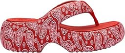 Free Fuzzy Printed Platform Vermelho Branco 35995-36