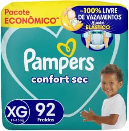 Pampers Confort Sec Fralda Descartável com cintura elástica Tamanho XG, 92 Unidades