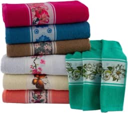 Kit de 5 Toalhas de Rosto Transfer em Algodão Macio, Cores Sortidas, Secagem Rápida