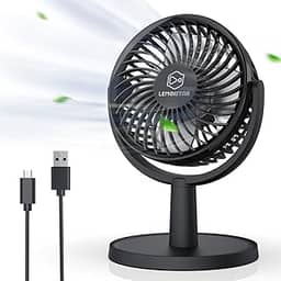Mini ventilador de mesa, ventilador de mesa alimentado por USB com 4 velocidades, pequeno, mas poderoso, fluxo de ar forte, silencioso, ajuste de 310°, ventilador de circulação de ar pessoal portátil