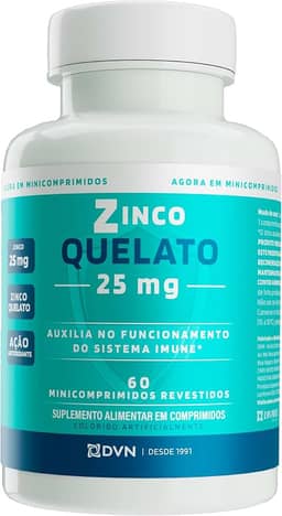 Zinco Quelato 25 mg 60 Cápsulas - DVN Pharma - Antioxidante e Imunidade