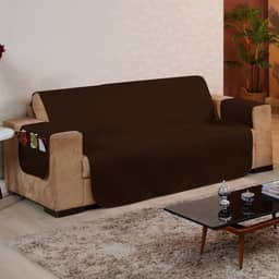 Capa Protetora para Sofá 4 Lugares Reversível - Para Pets e Crianças, Tecido Macio, Fácil de Lavar, Antipelo - Proteção com Estilo e Praticidade no Dia a Dia - FV Enxovais (Marrom, 4 Lugares)