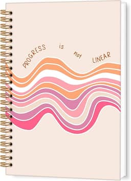 Caderno espiral de saúde mental, diário de saúde mental para mulheres, caderno positivo pautado na faculdade para material de escritório escolar, ProgressIs Notebooks de diário linear 14 x 8,7