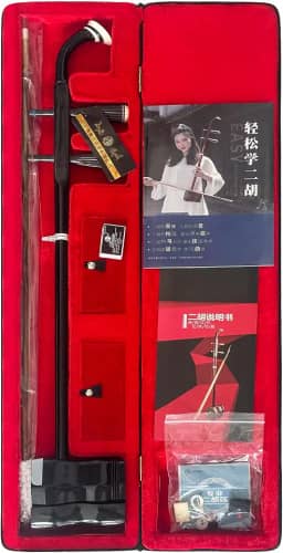 GeekHouse Violino chinês de 2 cordas para iniciantes, marca de fonema Erhu de instrumentos nacionais tradicionais para nível de entrada com arco e acessórios (painel Paulownia - bolsa preta)