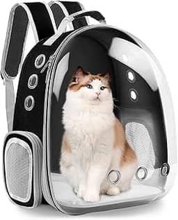 Mochila para gatos XZKING, mochila transparente para acampamento e caminhadas (preta)