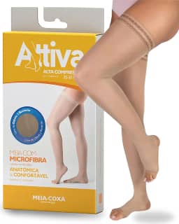 Meia de compressão Feminina 7/8 Meia Coxa Alta Compressão 20 - 30 Ponteira Aberta ATTIVA