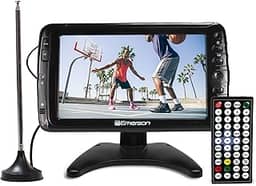Emerson ET-7000 TV digital portátil portátil de 7 polegadas com bateria recarregável integrada, tela HD, reprodução multimídia, suporte para cartão USB/SD e adaptador AC/DC | TV compacta para casa ou