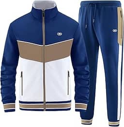 Conjunto de moletom masculino casual manga longa com capuz e zíper completo conjunto de corrida 2 peças