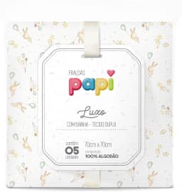 Papi Textil Fralda Papi Luxo C/ Bainha Estampada 70Cm X 67Cm Contem 05 Unidades