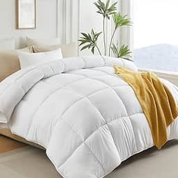 L LOVSOUL Edredom branco king size, enchimento de edredom alternativo para todas as estações, edredom king, edredom de cama com abas de canto