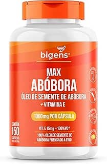Max Abóbora, Óleo de Semente de Abóbora com Vitamina E, 1000mg, Prensado a Frio, Biogens, 150 cápsulas