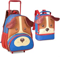 Mochila Rodinha Infantil Kit Escolar Cachorro Caramelo 13" Lancheira Termica 9" - Clio Pets