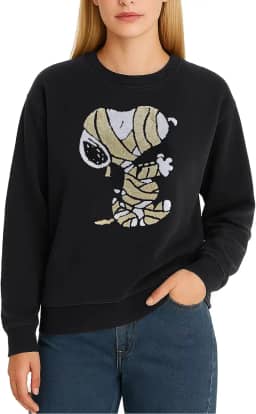 Moletom feminino - Snoopy and Friends pulôver de lã gráfico gola redonda moletom para mulheres (tamanhos: P-GG)