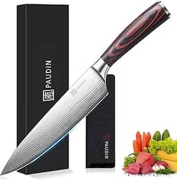 PAUDIN Faca de chef, 20 cm, aço inoxidável de alto carbono, alça ergonômica, para família e restaurante