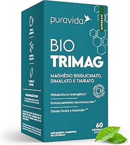 Puravida Vitaminas Bio Trimag Magnésio Bisglicinato Dimalato Taurato 60 Cápsulas