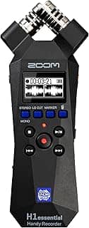 Zoom H1essential Gravador estéreo prático com flutuador de 32 bits, acessibilidade, microfones X/Y, gravação em cartão SD, microfone USB, portátil, para músicos, podcasters, cineastas e criadores de