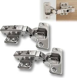 2x Dobradiça Baixa 35mm Reta C/Amortecedor Pistão Porta de Armário Cozinha Guarda Roupa Móveis de Madeira Caneco de 32mm Dobradisa Dobradica 35mm