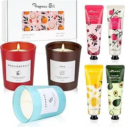 Presente de creme para as mãos para mulheres, conjunto de presente de vela perfumada, loção para mãos secas e rachadas, mini loção para as mãos tamanho viagem, caixa de presente feminina para