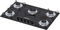 Cooktop 5 bocas Chamalux ultra chama Bivolt Trempe aramada Preto