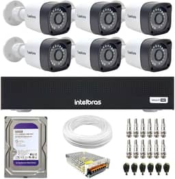 Kit 6 Câmeras Segurança Full HD DVR Intelbras 8 Canais Com HD Completo