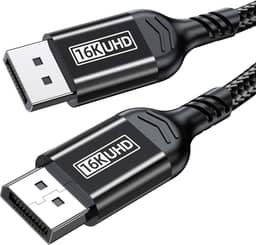 Cabo DisplayPort 16K 2.1, DP 2.1 80Gbps Cabo 3,3FT suporta 16K @60Hz, 10K@60Hz, 8K@120Hz HBR3 4K@240Hz 165Hz 144Hz 60Hz, HDCP DSC 1.2a, HDR10 FreeSync G-Sync para placa de vídeo de monitor de jogos