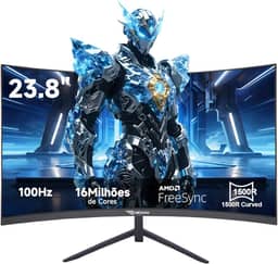 Monitor Curvo 23.8 Polegadas 100Hz com Painel VA,Curvo R1500, Resolução Full HD 1920x1080, AMD FreeSync, Conectores HDMI e VGA, Suporte VESA - Ideal para Jogos, Trabalho e Uso como Monitor PC
